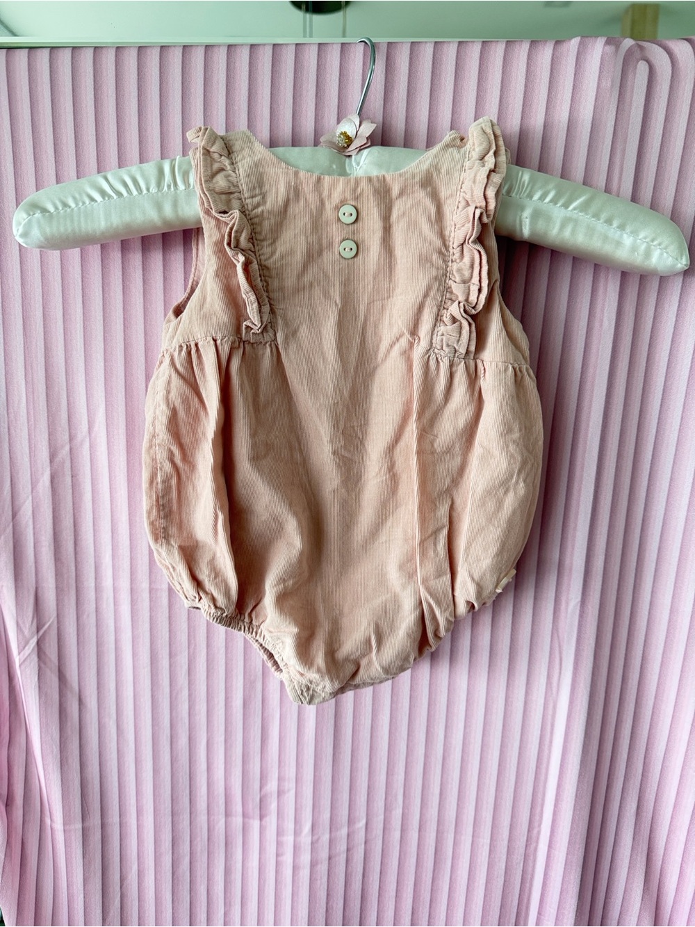 Ruffle-Trim Peach Baby One-Piece Bodysuit